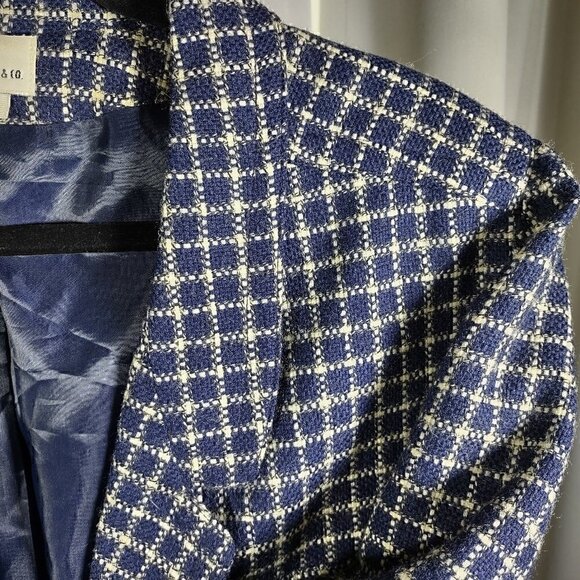Spitalnick & Co Women's Blue/White 100% Wool Coat/Blazer Size 12 - Picture 4 of 8